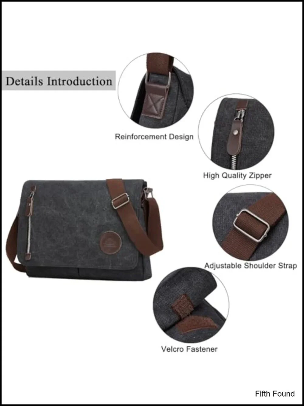 Canvas Satchel Messenger Bag Fits 13.3